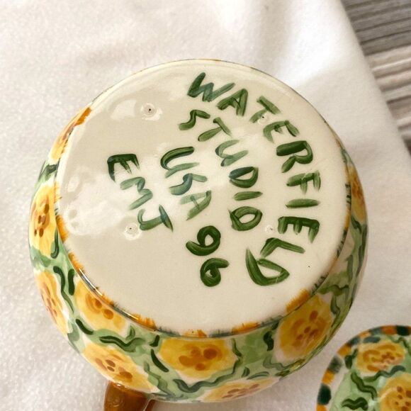 Vintage 90s Waterfield Studio Teapot Mug Set Tea Coffee Handmade Pottery Cottage - Picture 5 of 9